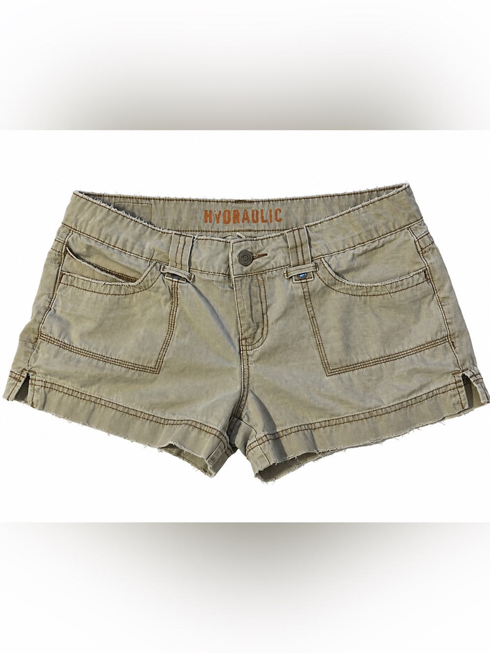 Y2K Hydraulic Olive/Tan Utility Jean Shorts juniors size 11/12